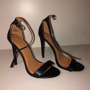 black “leather” heels